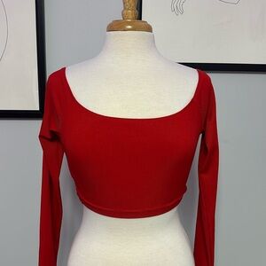 Red off the shoulder crop top